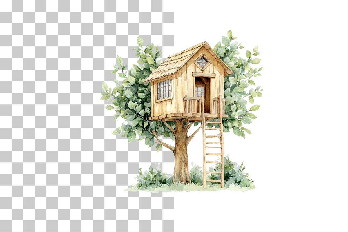 Garden Treehouse Illustration Clipart Bundle
