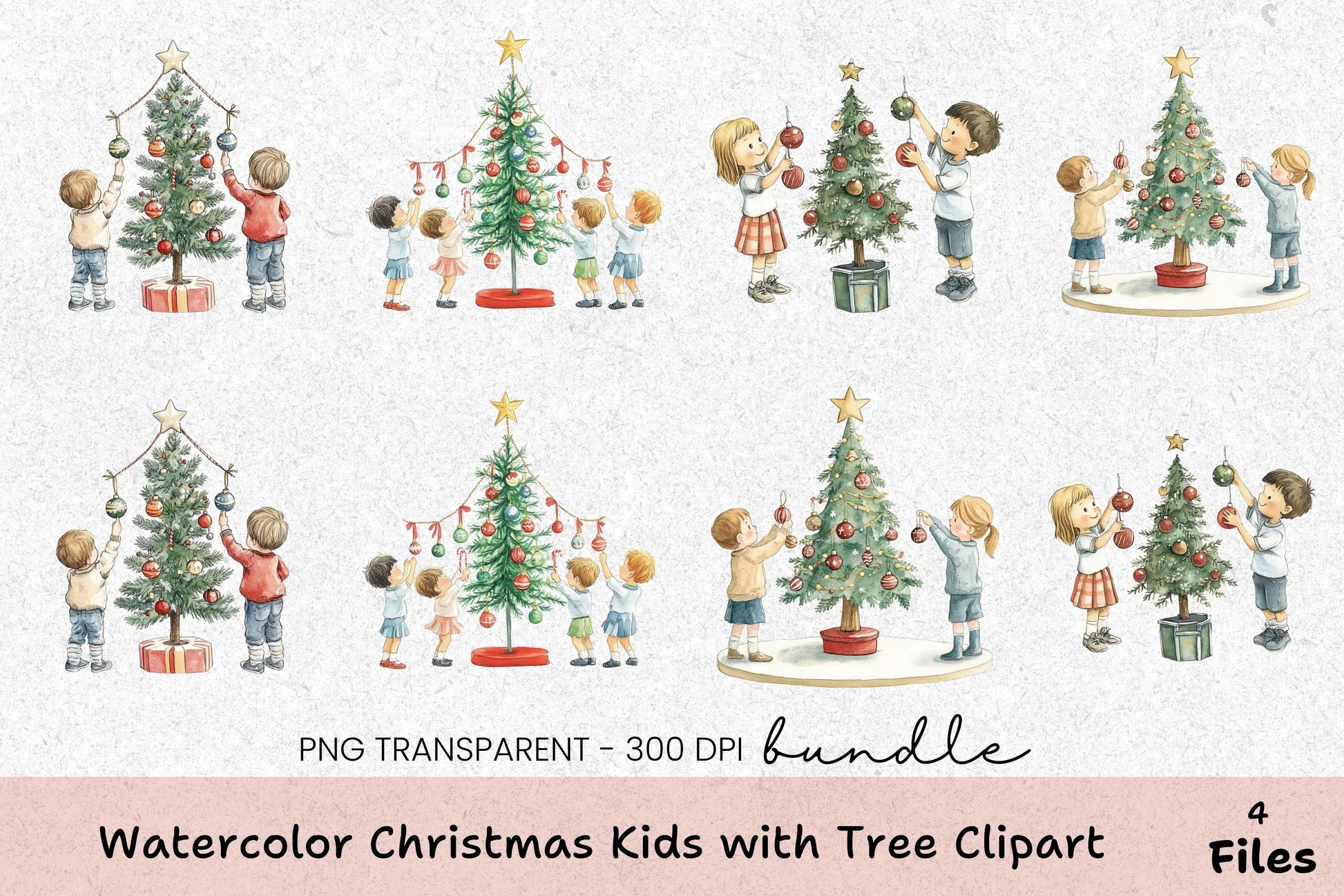 Christmas Kids with Tree Clipart Bundle - CraftNest - Digital Crafting and Art