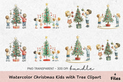 Christmas Kids with Tree Clipart Bundle - CraftNest - Digital Crafting and Art