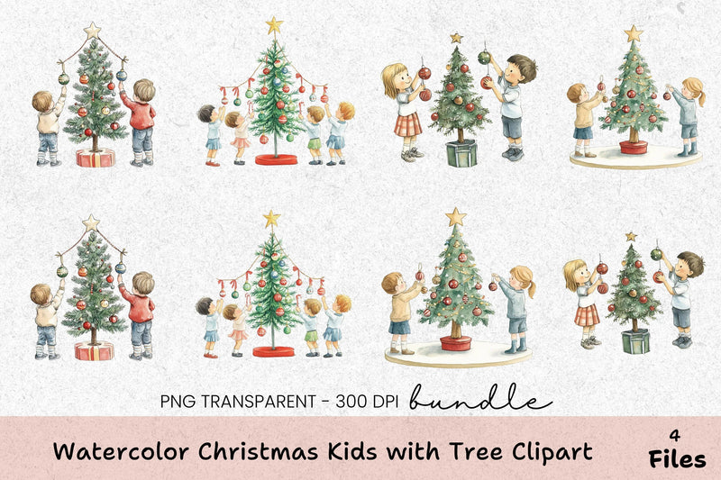 Christmas Kids with Tree Clipart Bundle - CraftNest - Digital Crafting and Art