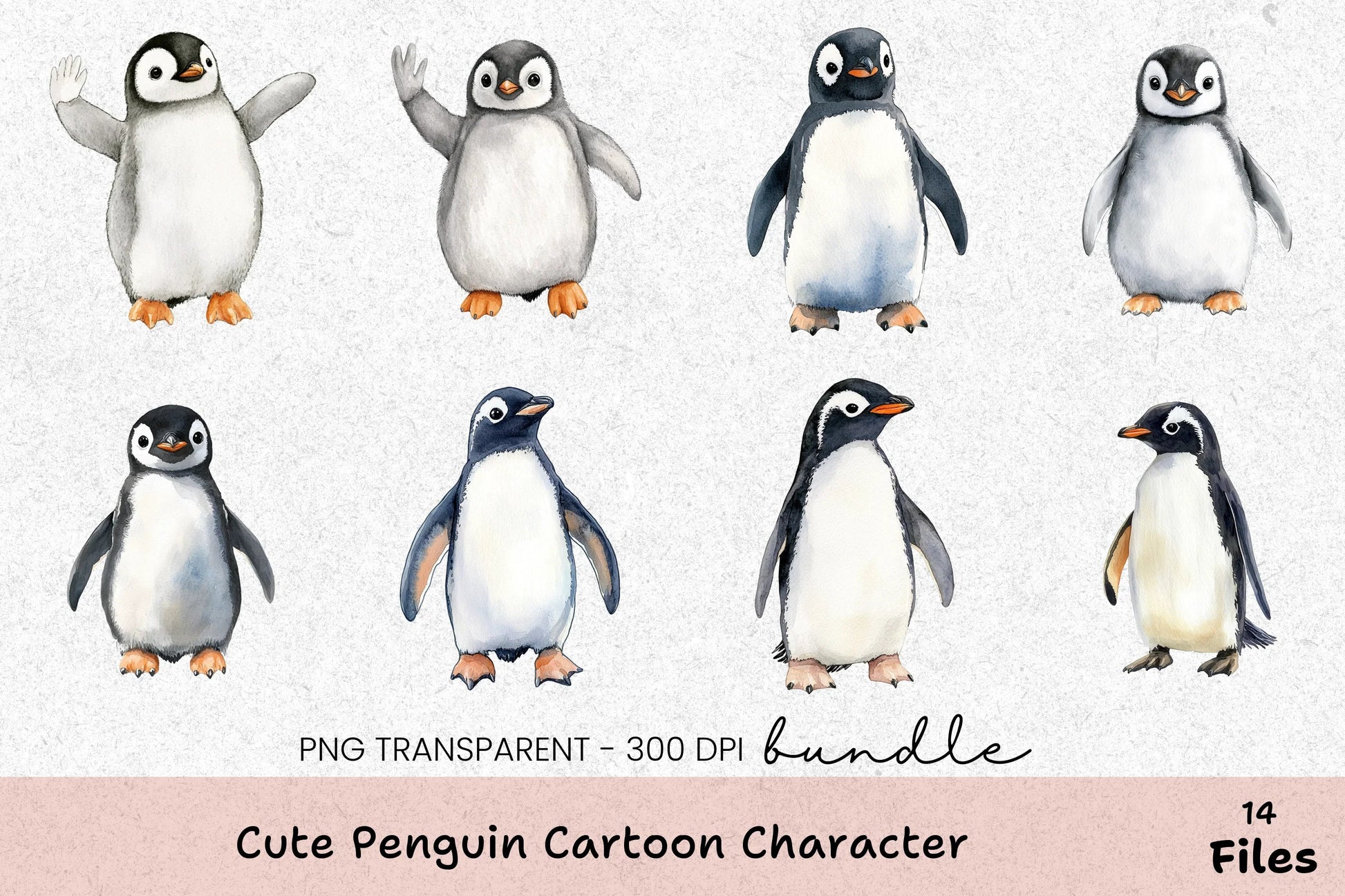 Cute Penguin Cartoon Character Clipart Bundle - CraftNest - Digital Crafting and Art