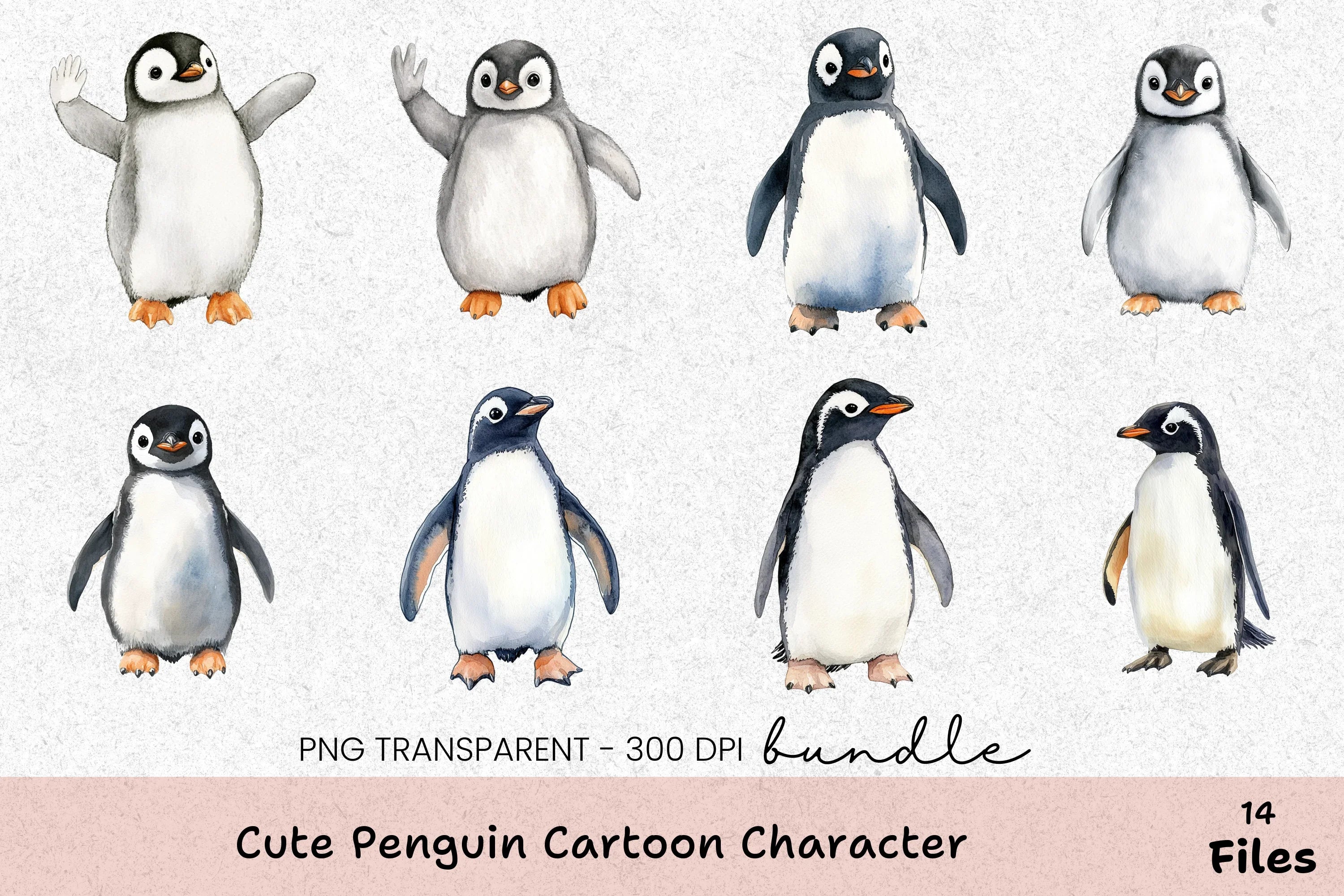 Cute Penguin Cartoon Character Clipart Bundle - CraftNest - Digital Crafting and Art