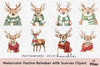 Festive Reindeer with Scarves Clipart Bundle