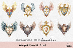 Winged Heraldic Crest Clipart Bundle - CraftNest - Digital Crafting and Art