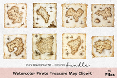 Pirate Treasure Map Clipart Bundle - CraftNest - Digital Crafting and Art