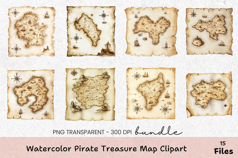 Pirate Treasure Map Clipart Bundle - CraftNest - Digital Crafting and Art