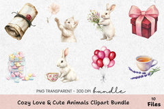 Charming Animals with Lavender Clipart Bundle - CraftNest - Digital Crafting and Art