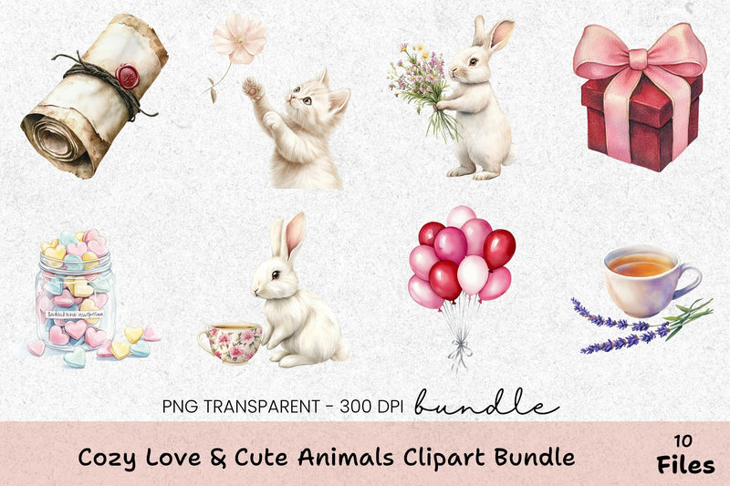 Charming Animals with Lavender Clipart Bundle - CraftNest - Digital Crafting and Art