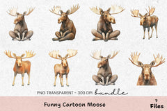 Funny Cartoon Moose Clipart Bundle - CraftNest - Digital Crafting and Art