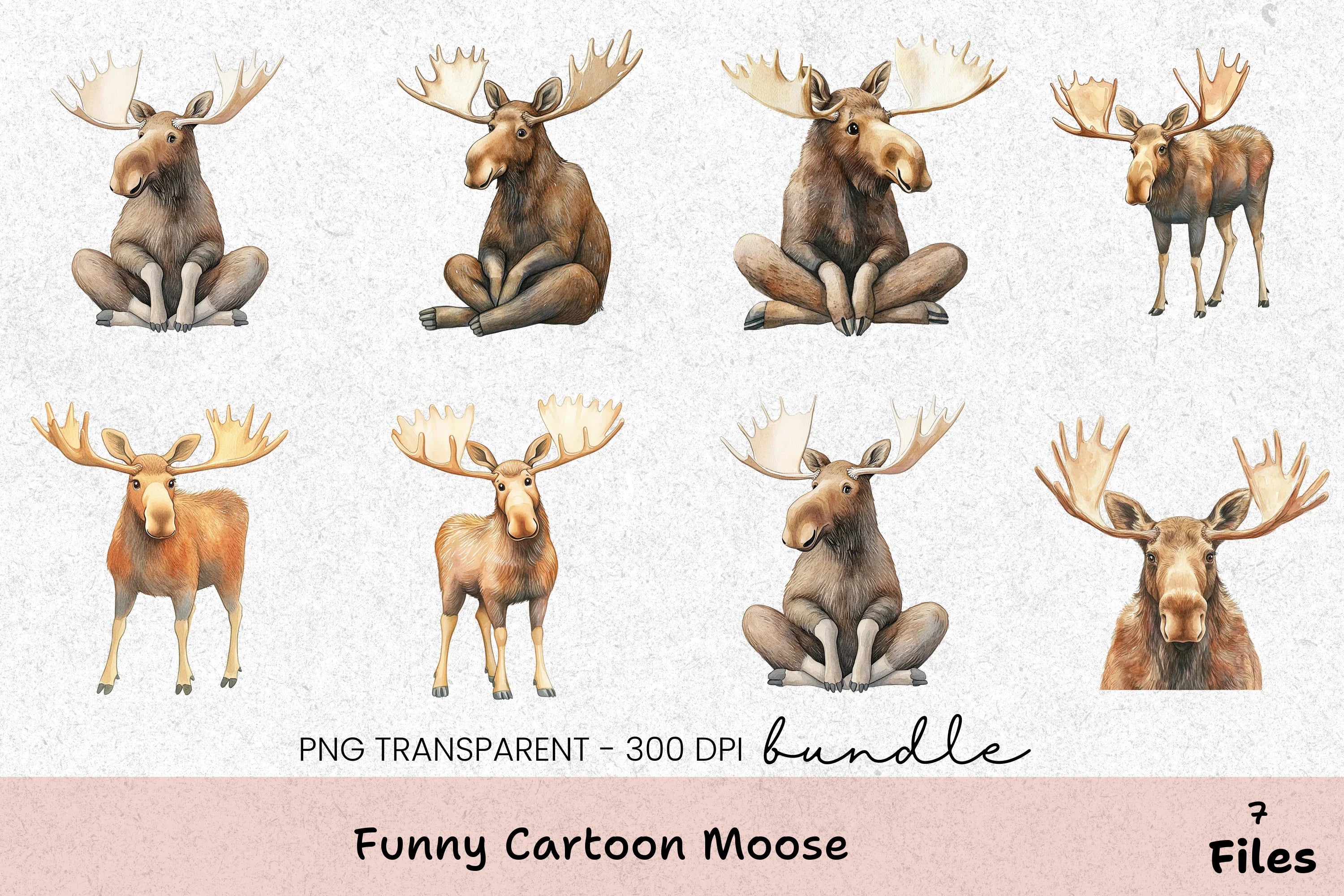 Funny Cartoon Moose Clipart Bundle - CraftNest - Digital Crafting and Art
