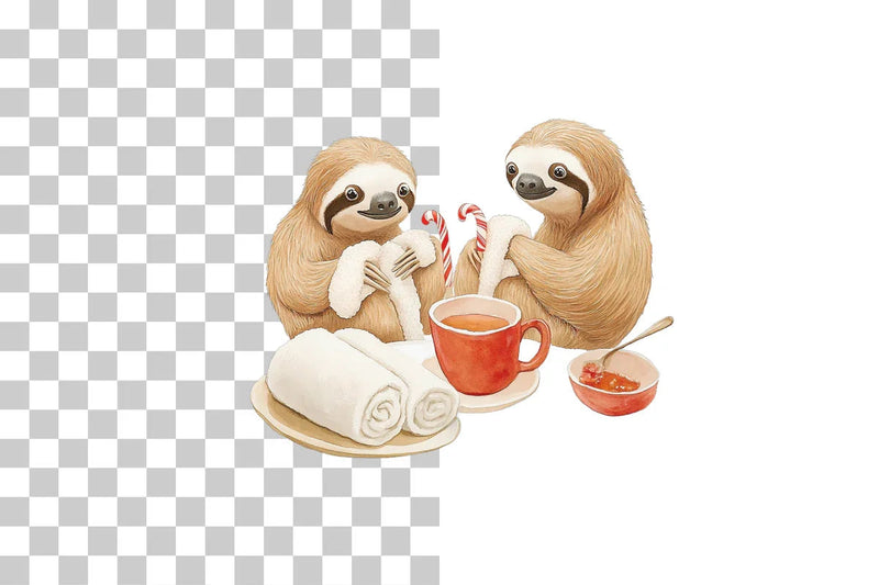 Christmas Sloth Spa Day Clipart Bundle - CraftNest - Digital Crafting and Art