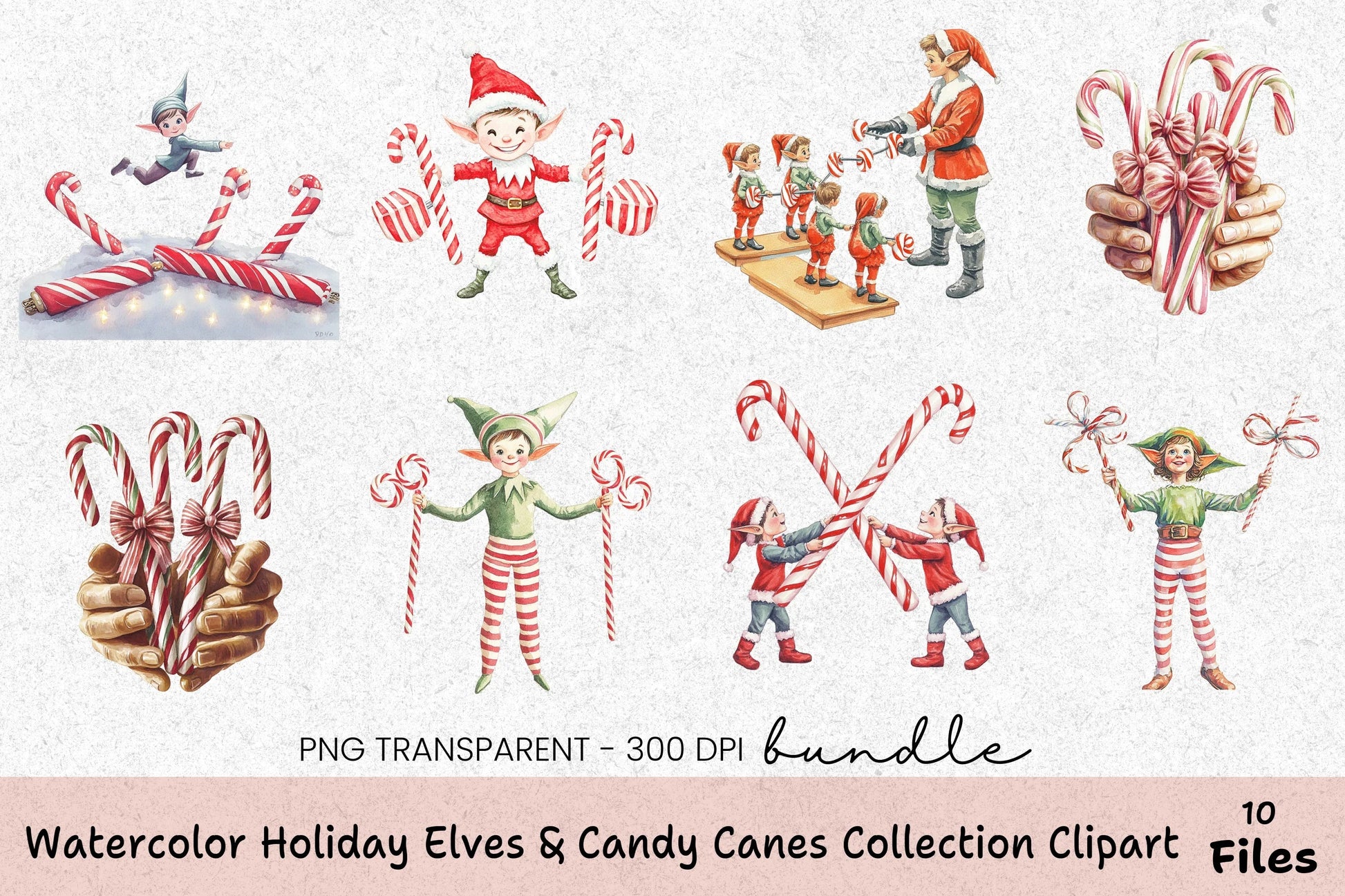 Holiday Elves & Candy Canes Clipart Collection - CraftNest - Digital Crafting and Art
