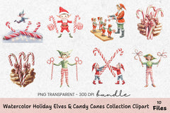 Holiday Elves & Candy Canes Clipart Collection - CraftNest - Digital Crafting and Art