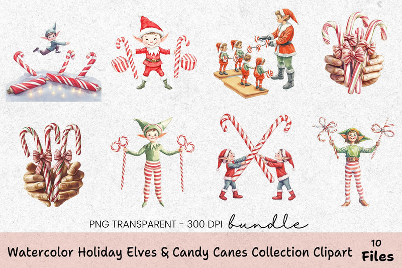 Holiday Elves & Candy Canes Clipart Collection - CraftNest - Digital Crafting and Art