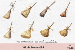 Witch Broomstick Clipart Bundle - CraftNest - Digital Crafting and Art