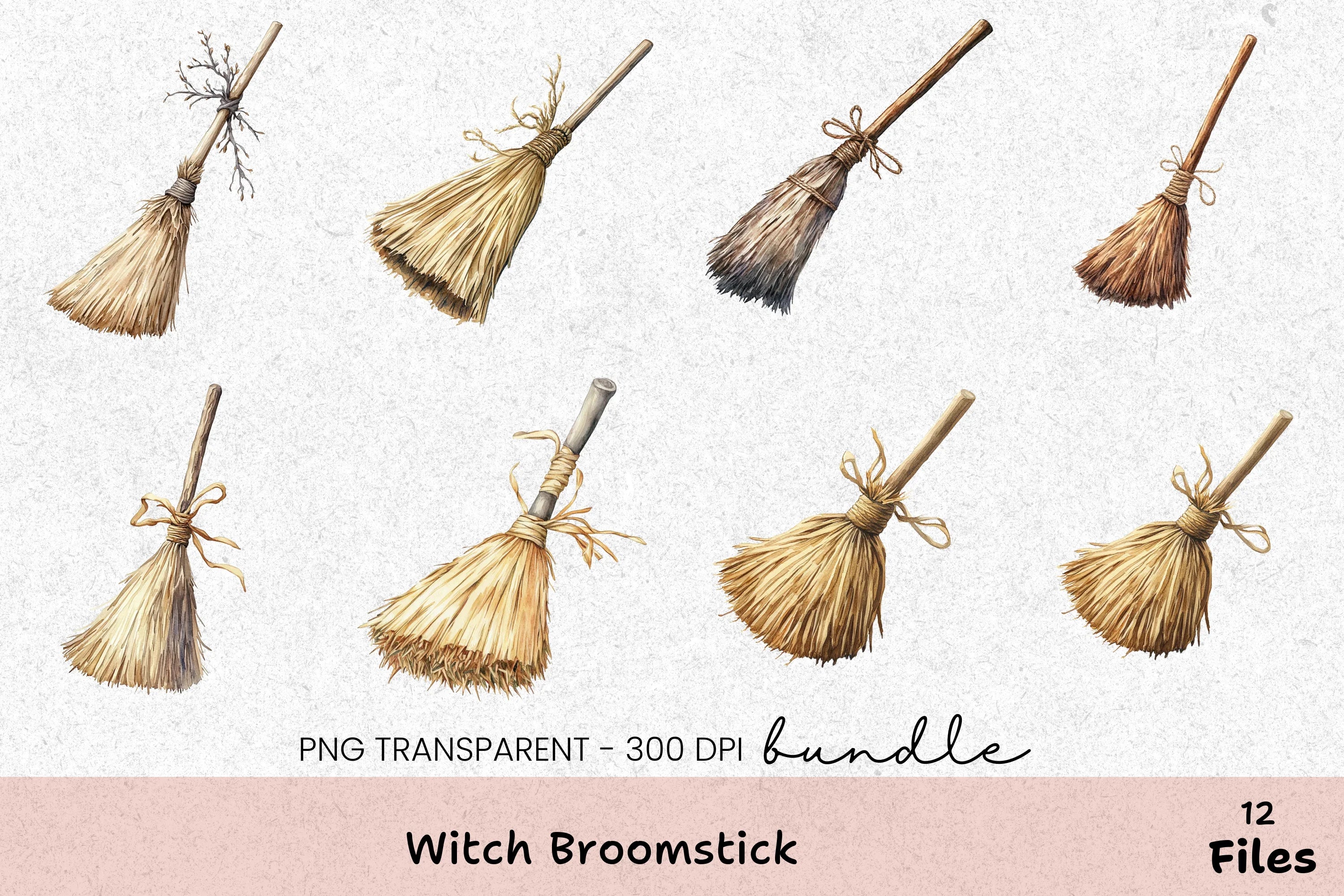 Witch Broomstick Clipart Bundle - CraftNest - Digital Crafting and Art