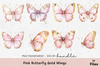Pink Butterfly Gold Wings Clipart Bundle