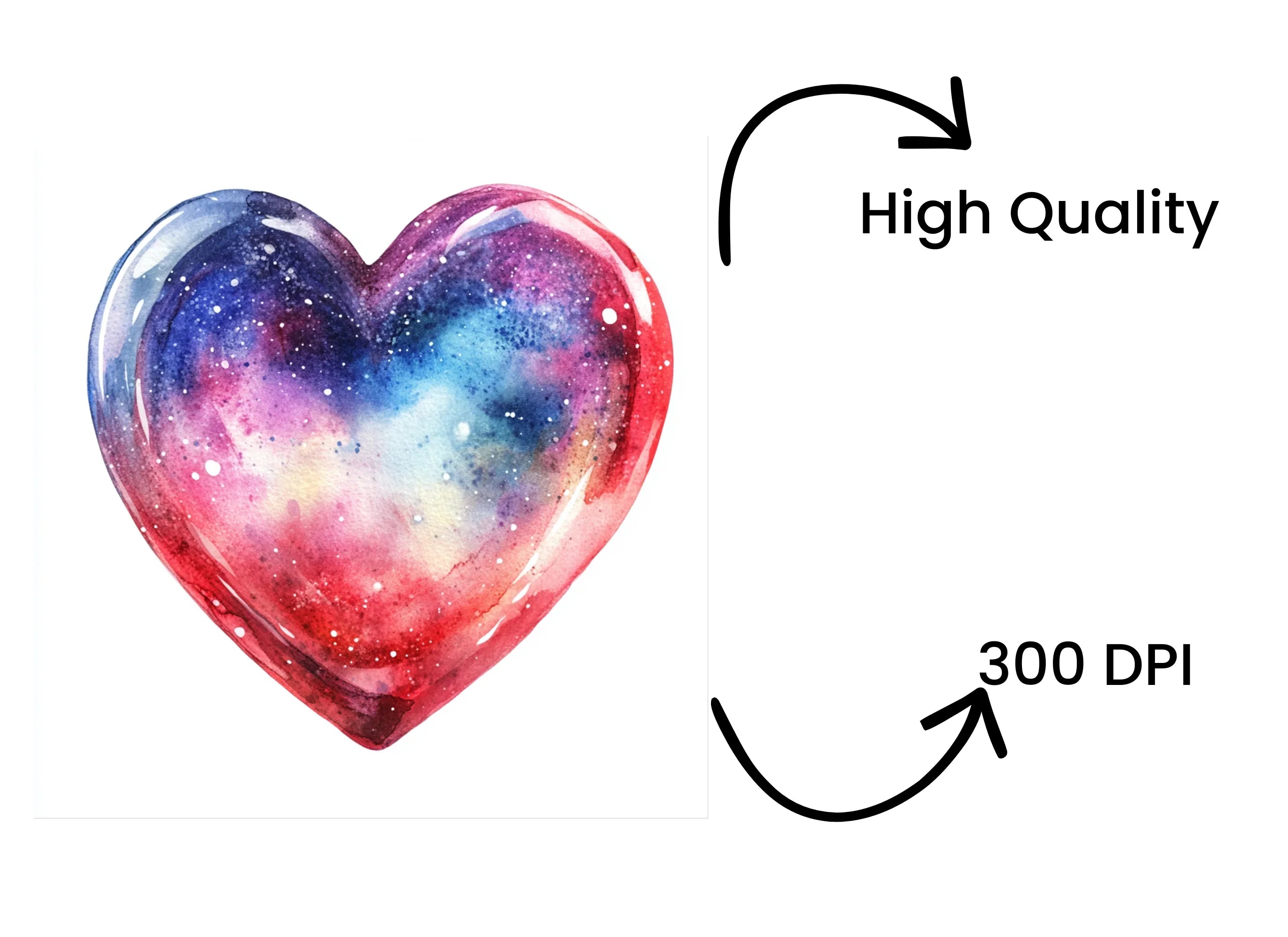 Cosmic Galaxy Heart Clipart Bundle