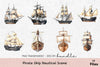 Pirate Ship Nautical Scene Clipart Bundle