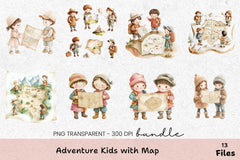 Adventure Kids with Map Clipart Bundle - CraftNest - Digital Crafting and Art