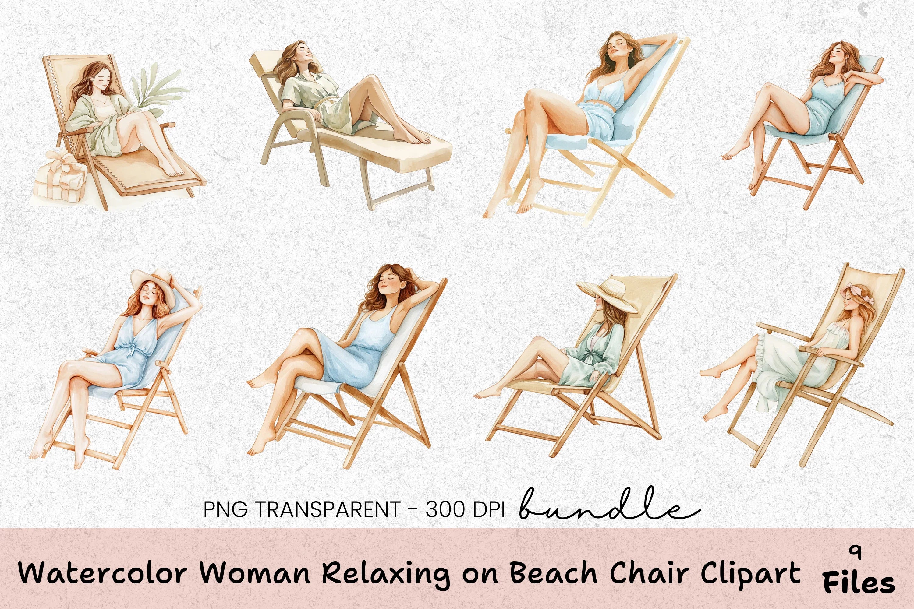 Beach Chair Relaxation Clipart Bundle - CraftNest - Digital Crafting and Art