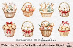 Festive Christmas Cookie Baskets Clipart Bundle - CraftNest - Digital Crafting and Art