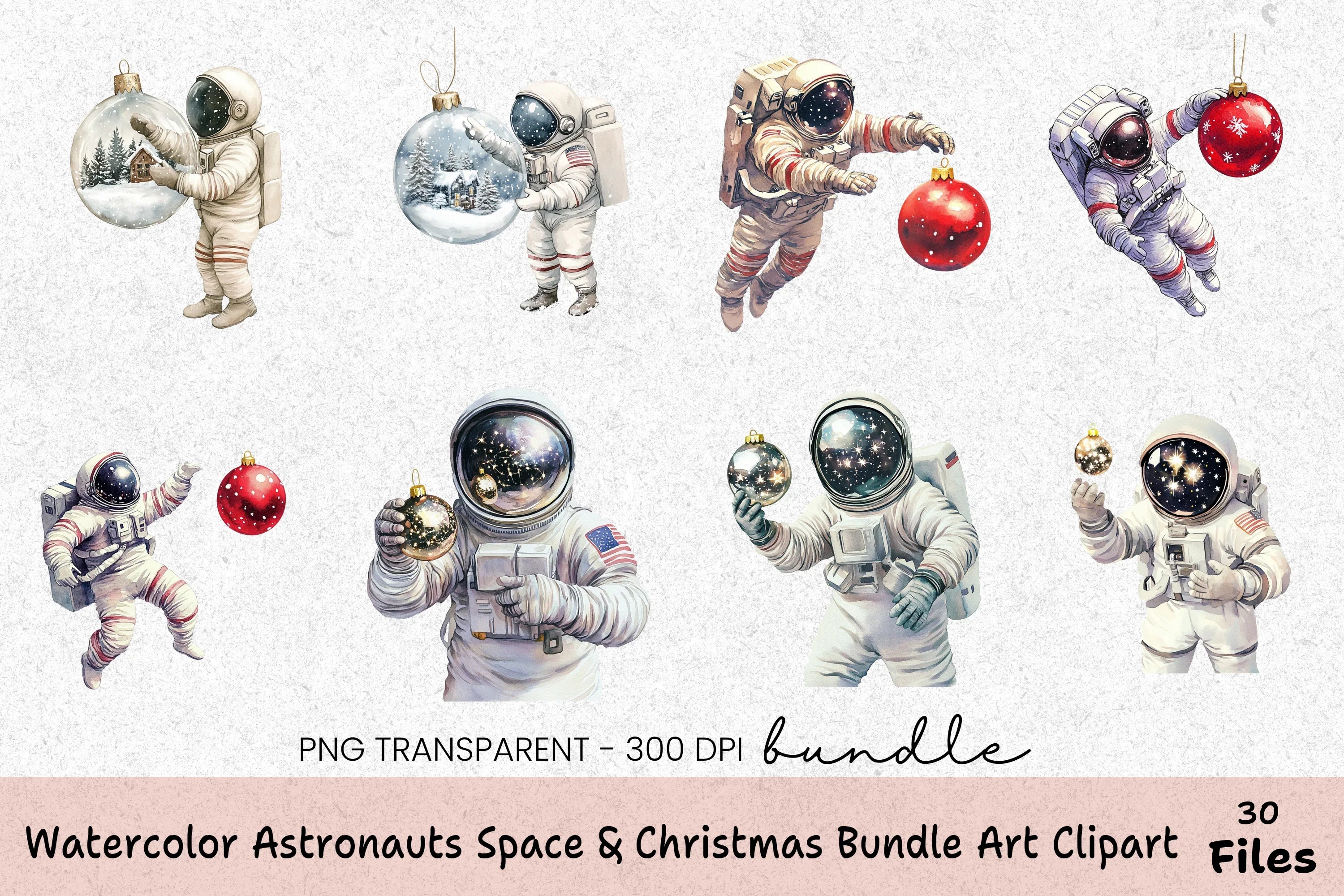Astronauts & Christmas Art Clipart Bundle - CraftNest - Digital Crafting and Art