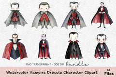 Vampire Dracula Character Clipart Bundle - CraftNest - Digital Crafting and Art