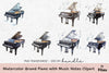 Grand Piano Music Notes Clipart Bundle
