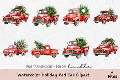 Holiday Red Car Clipart Bundle - CraftNest - Digital Crafting and Art