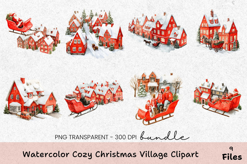 Cozy Christmas Village Clipart Bundle - CraftNest - Digital Crafting and Art