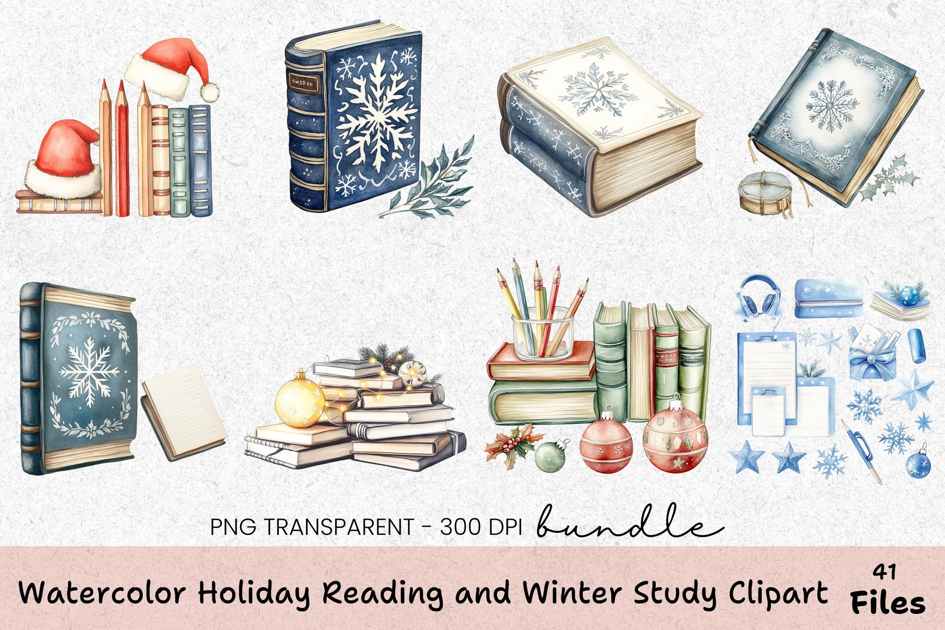 Holiday Reading & Winter Study Clipart Bundle - CraftNest - Digital Crafting and Art