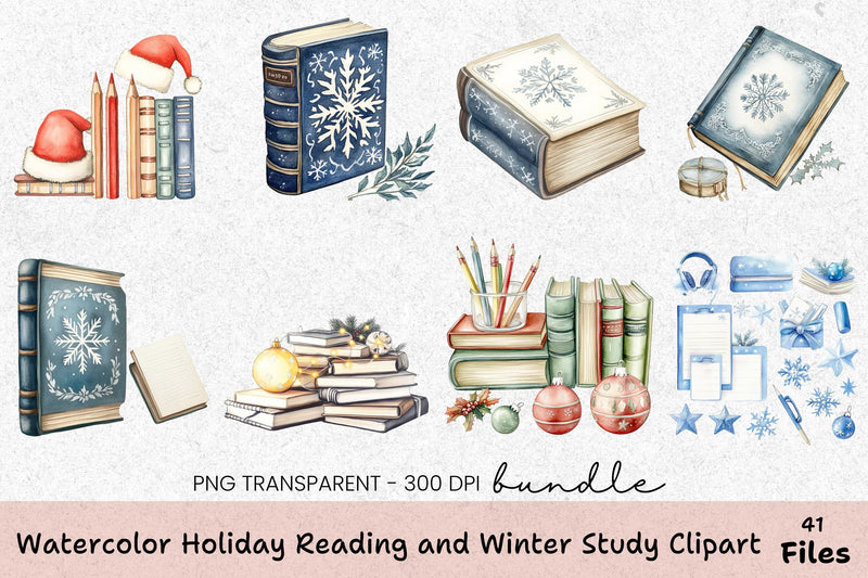 Holiday Reading & Winter Study Clipart Bundle - CraftNest - Digital Crafting and Art