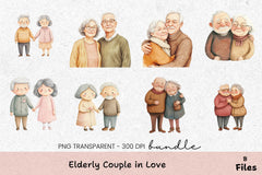 Elderly Couple in Love Clipart Bundle - CraftNest - Digital Crafting and Art