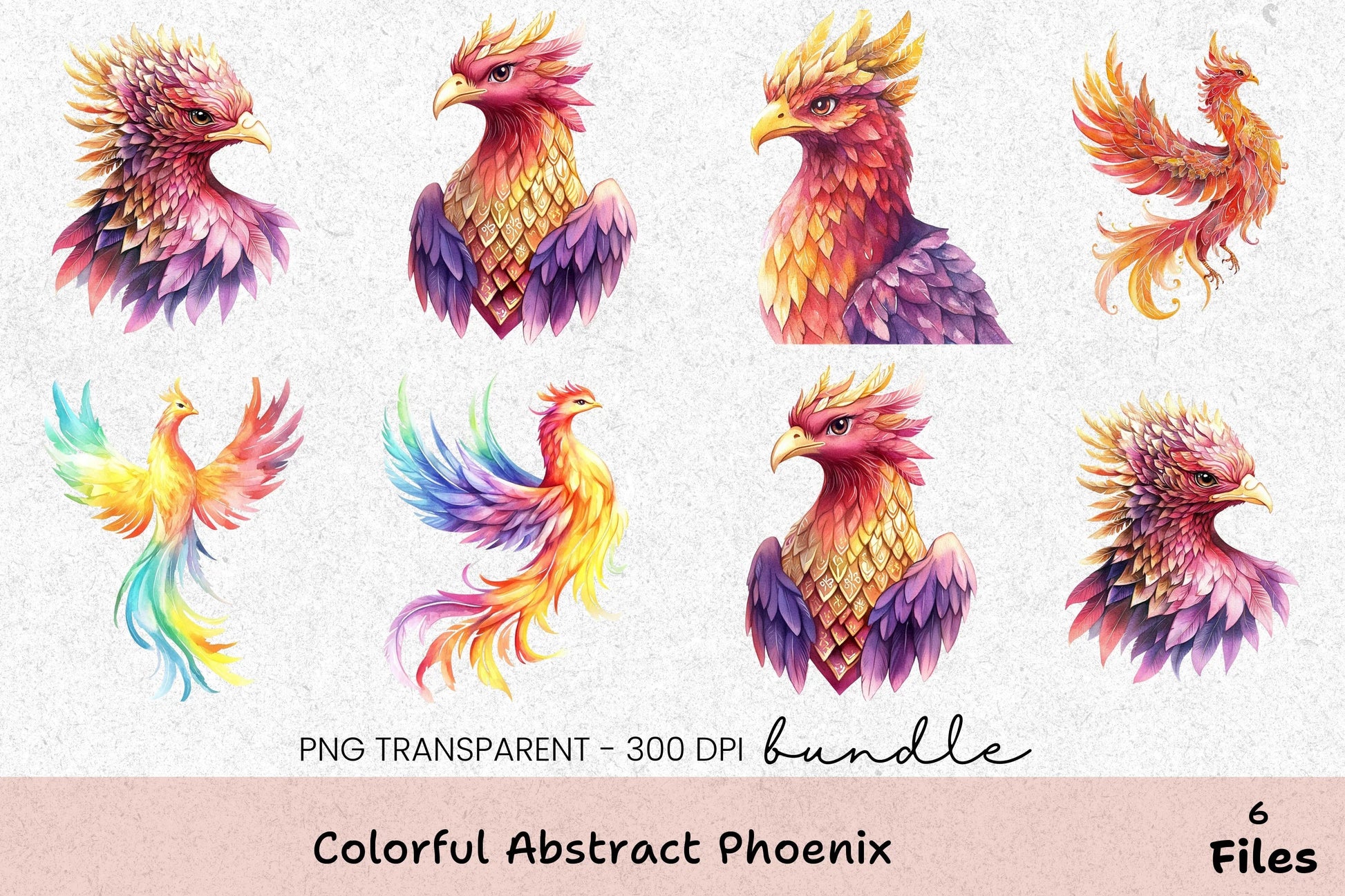 Colorful Abstract Phoenix Clipart Bundle - CraftNest - Digital Crafting and Art