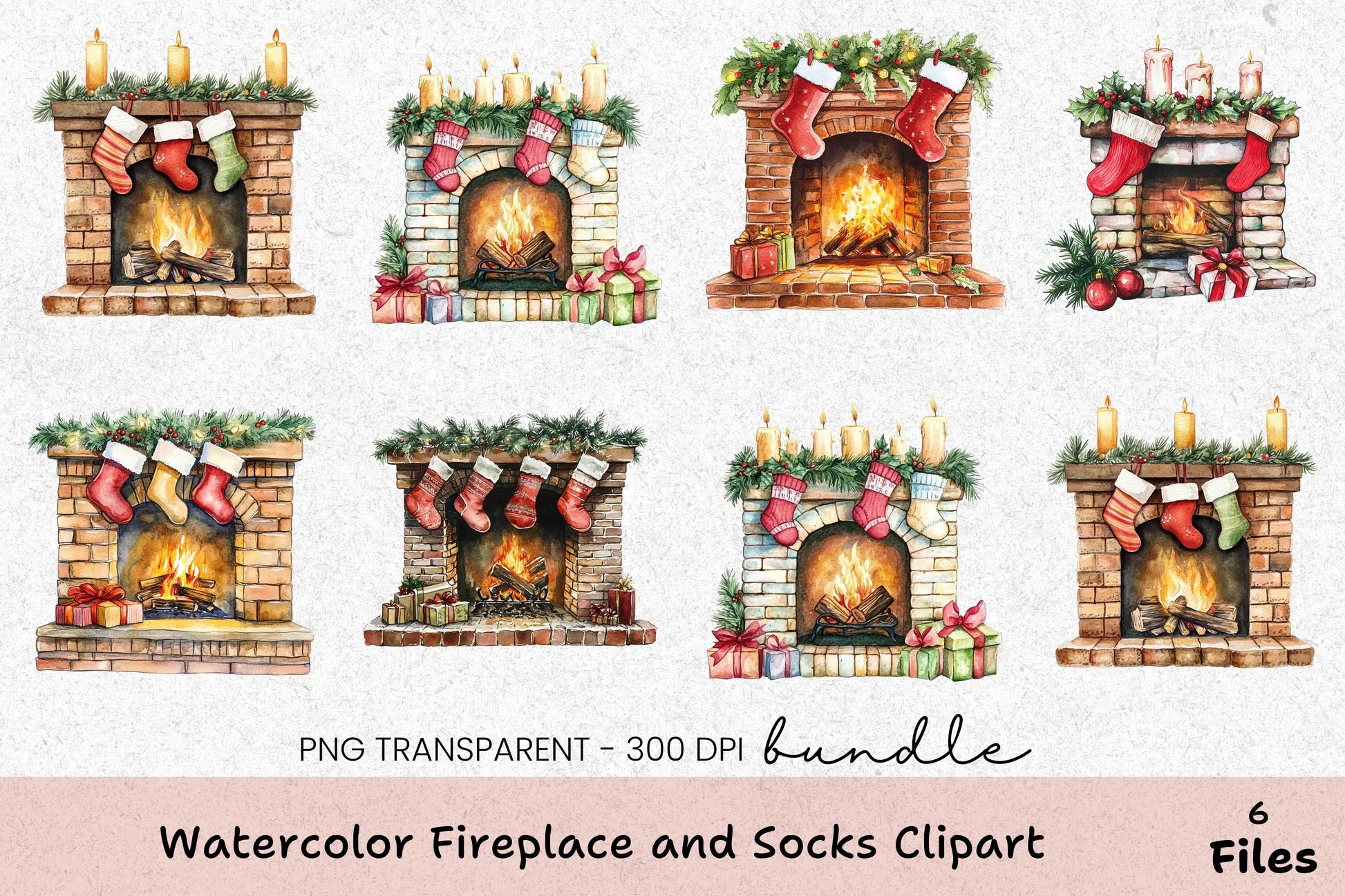 Cozy Fireplace and Socks Clipart Bundle - CraftNest - Digital Crafting and Art