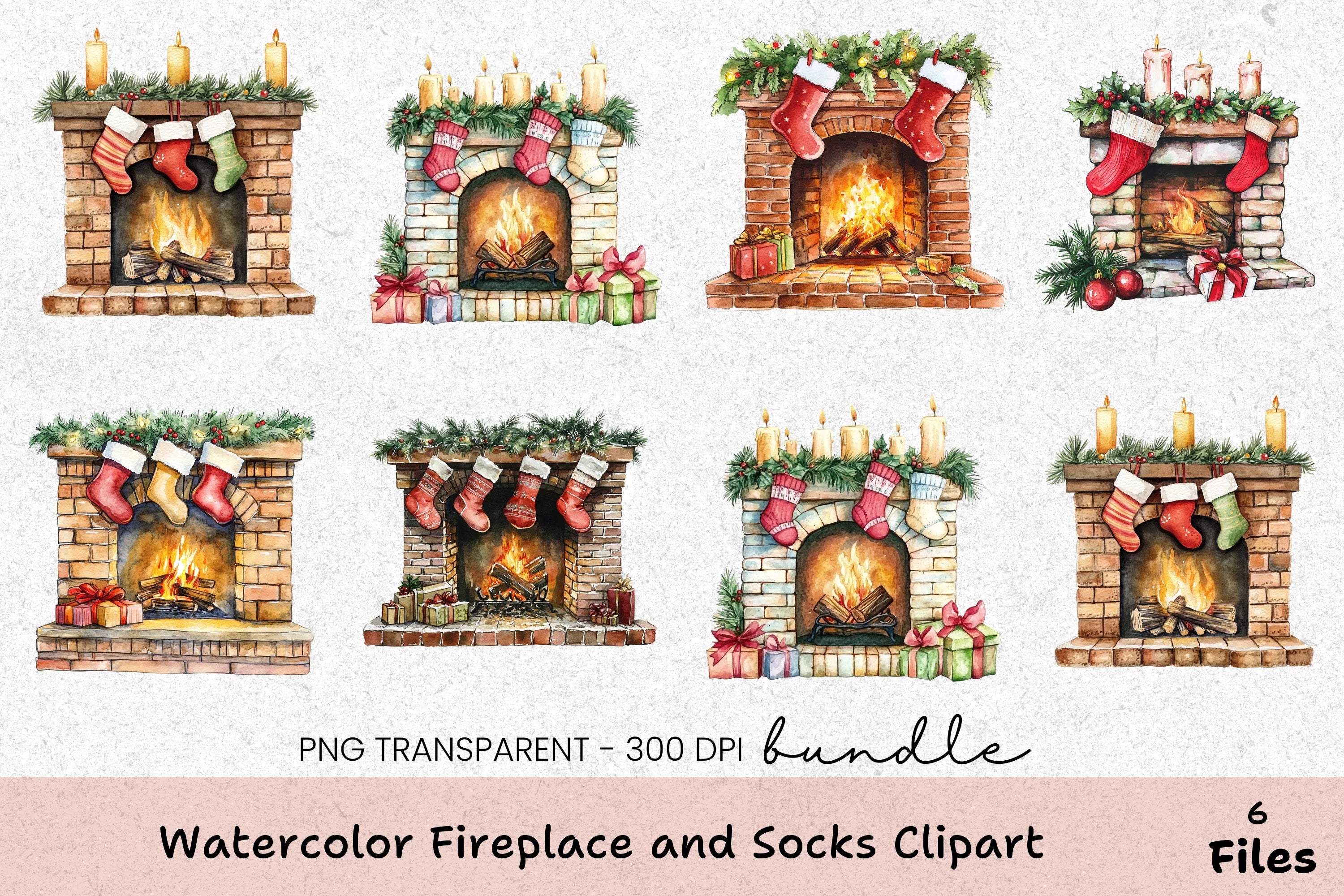 Cozy Fireplace and Socks Clipart Bundle - CraftNest - Digital Crafting and Art