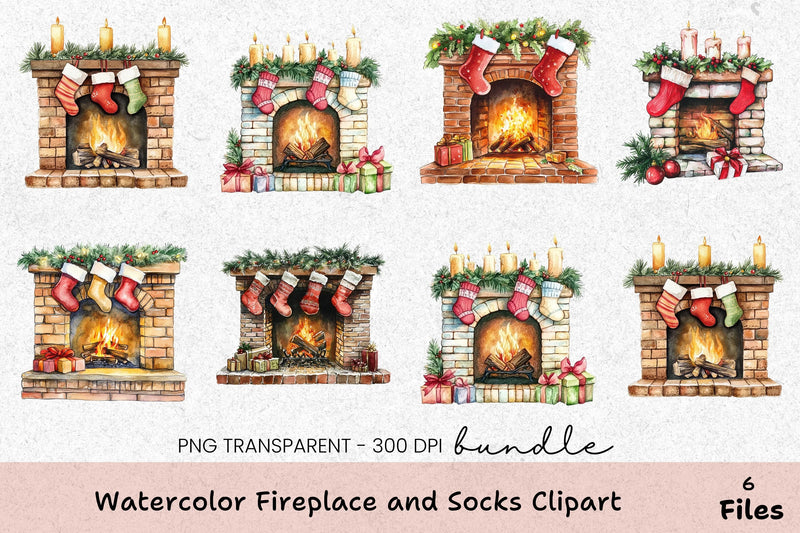 Cozy Fireplace and Socks Clipart Bundle - CraftNest - Digital Crafting and Art