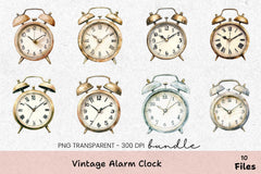 Vintage Alarm Clock Clipart Bundle - CraftNest - Digital Crafting and Art