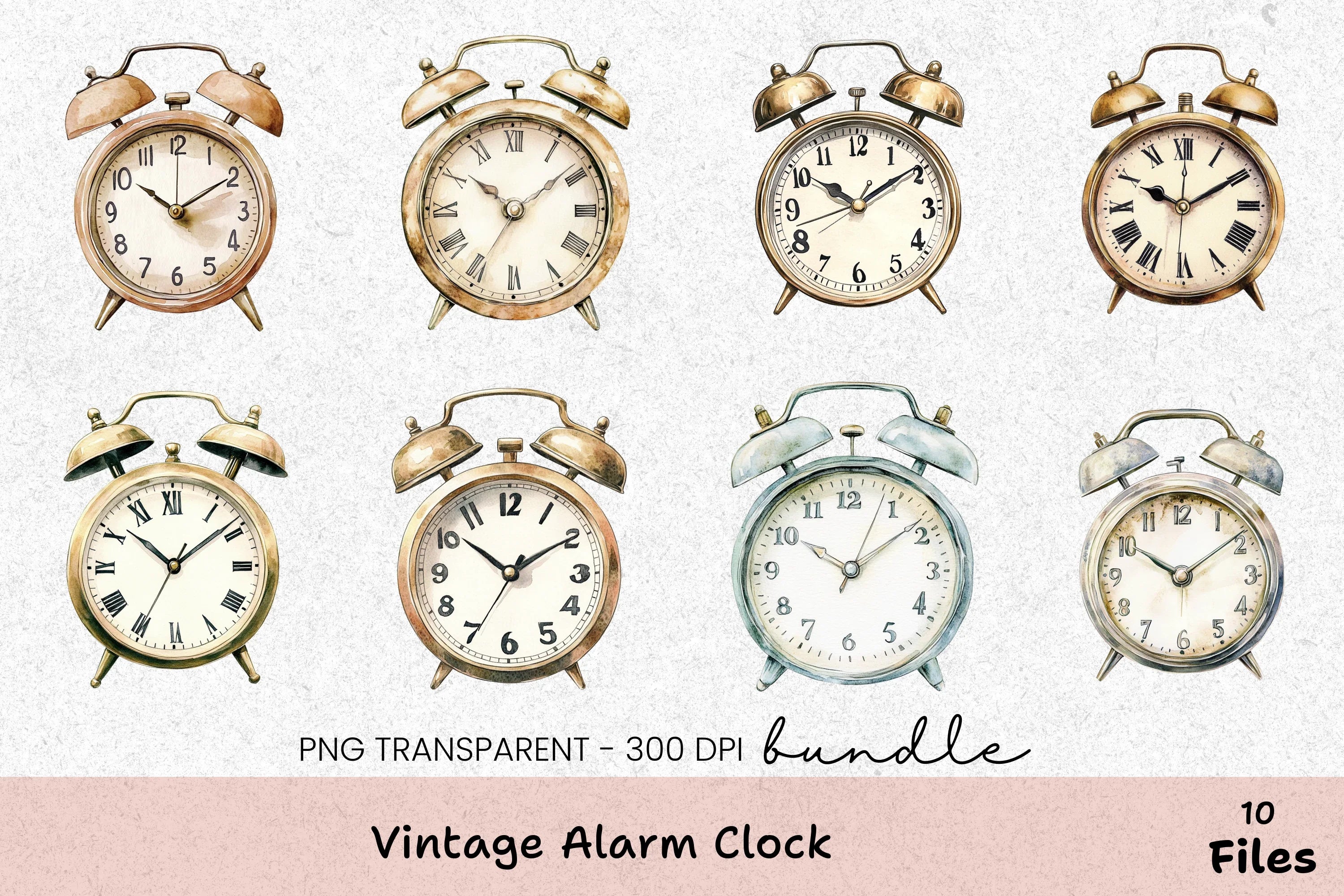 Vintage Alarm Clock Clipart Bundle - CraftNest - Digital Crafting and Art