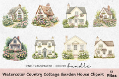 Country Cottage Garden House Clipart Bundle - CraftNest - Digital Crafting and Art