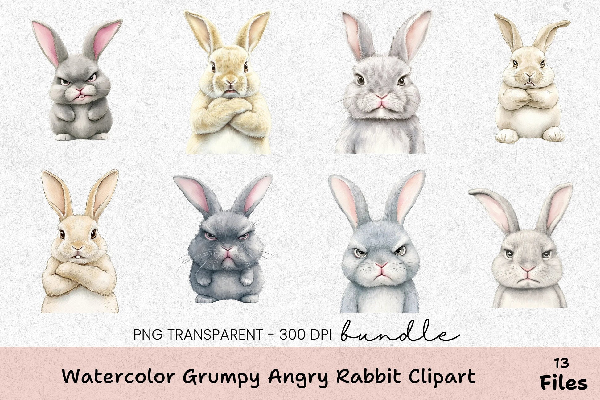 Grumpy Angry Rabbit Clipart Bundle - CraftNest - Digital Crafting and Art