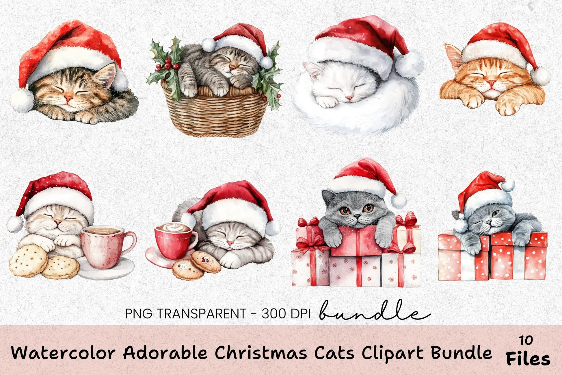 Adorable Christmas Cats Clipart Bundle - CraftNest - Digital Crafting and Art