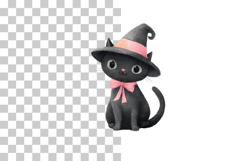 Cute Black Cat with Bow Clipart Bundle - CraftNest - Digital Crafting and Art
