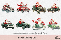Santa Driving Car Clipart Bundle - CraftNest - Digital Crafting and Art
