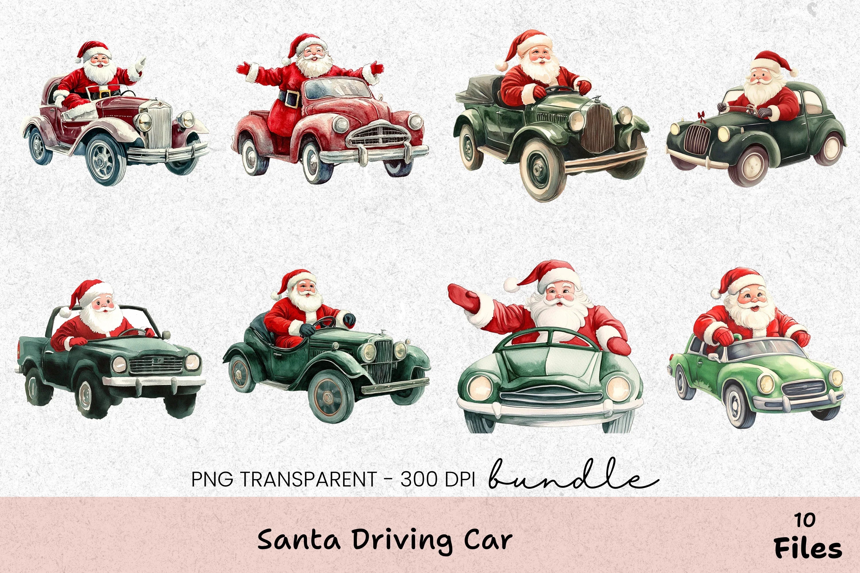 Santa Driving Car Clipart Bundle - CraftNest - Digital Crafting and Art