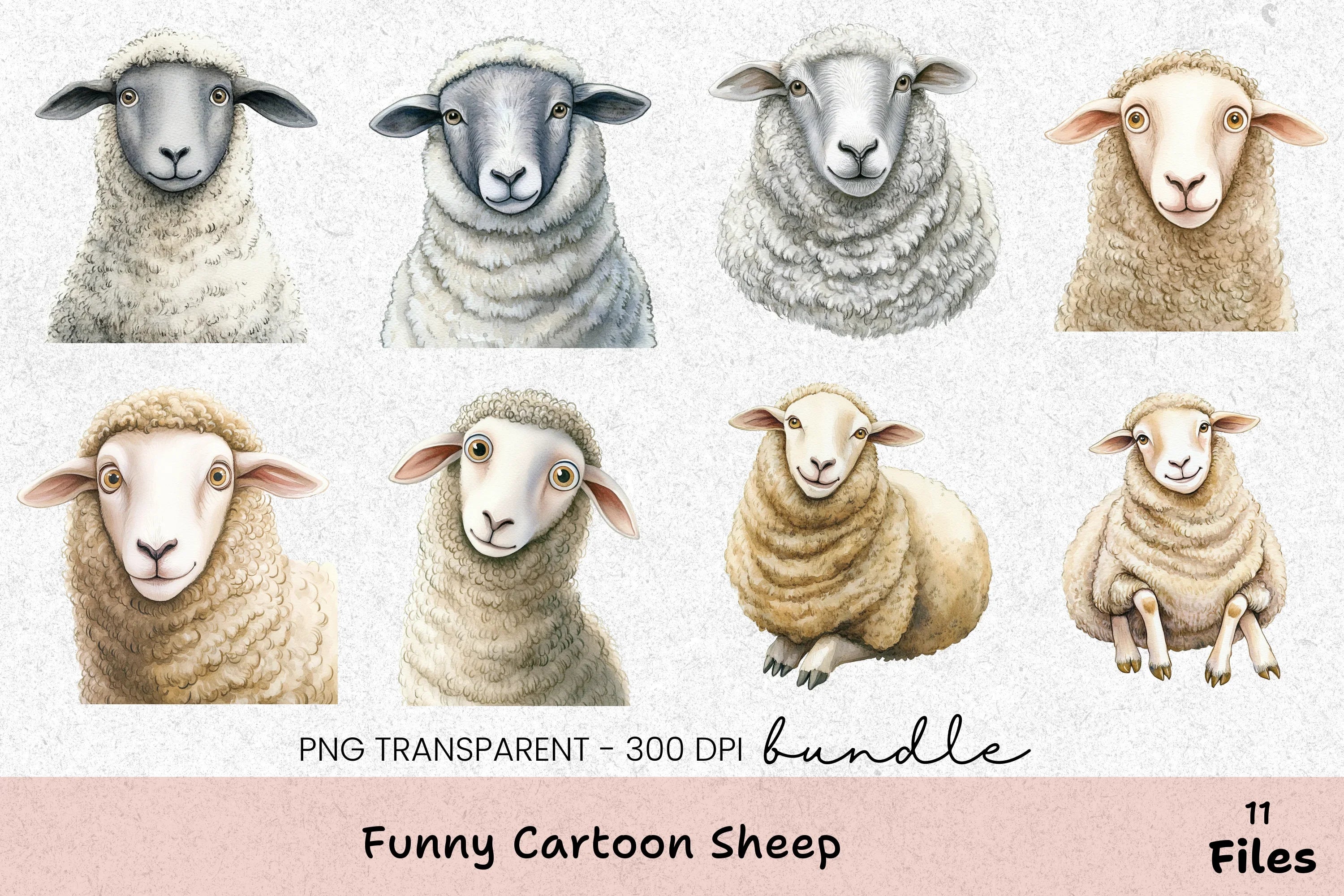 Funny Cartoon Sheep Clipart Bundle - CraftNest - Digital Crafting and Art