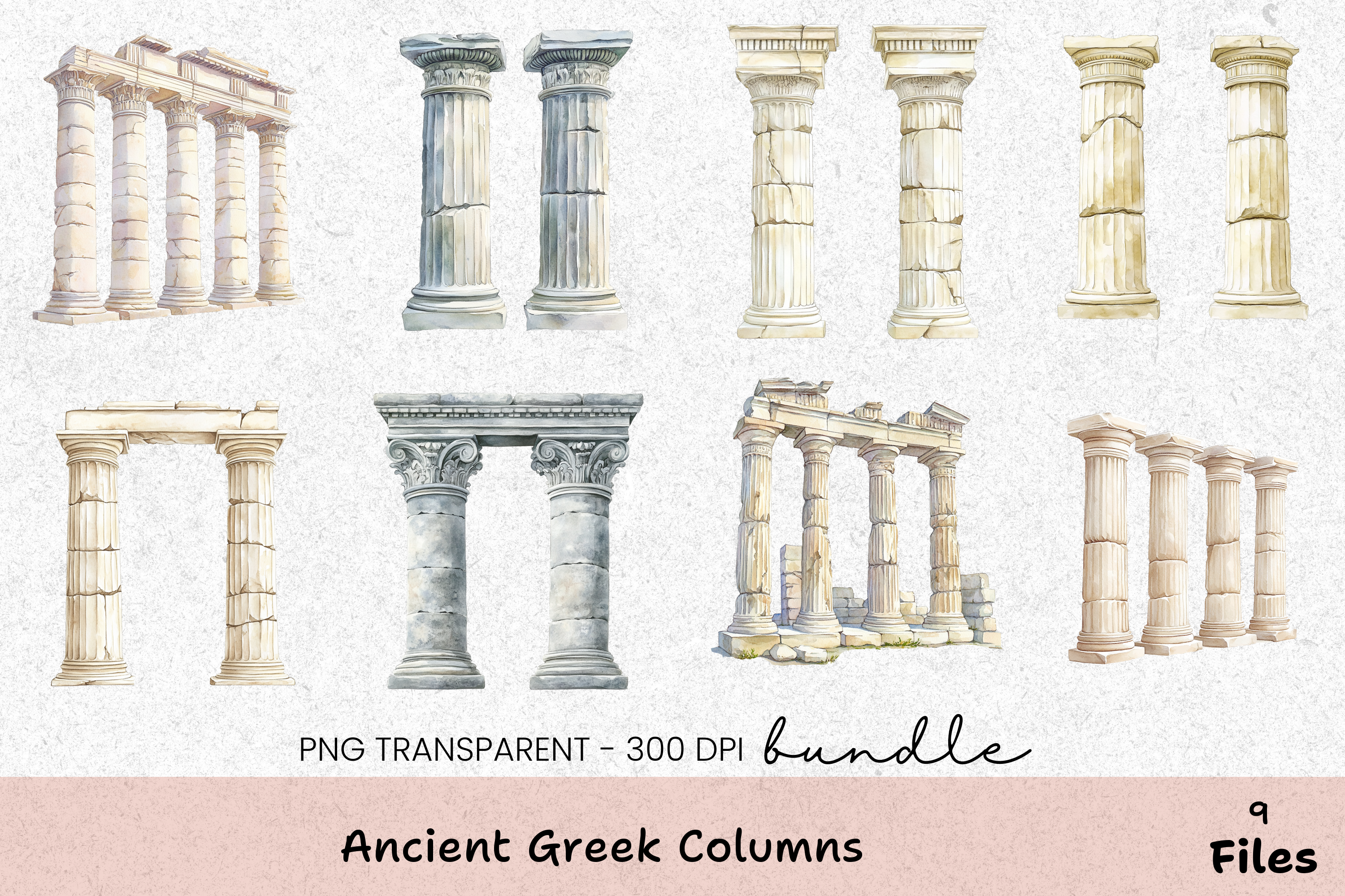 Ancient Greek Columns Clipart Bundle