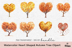 Heart Shaped Autumn Tree Clipart Bundle - CraftNest - Digital Crafting and Art