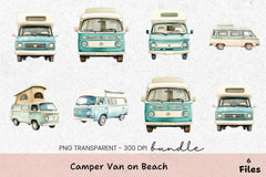 Camper Van Beach Clipart Bundle - CraftNest - Digital Crafting and Art